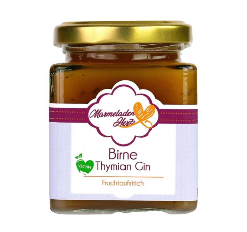Birne Thymian Gin Fruchtaufstrich - Marmeladenherz